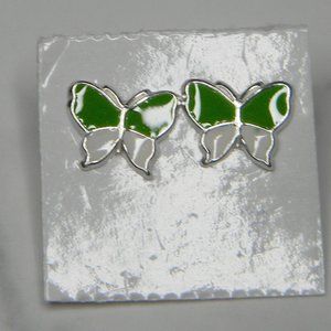 Silver(925) Green and White Butterfly